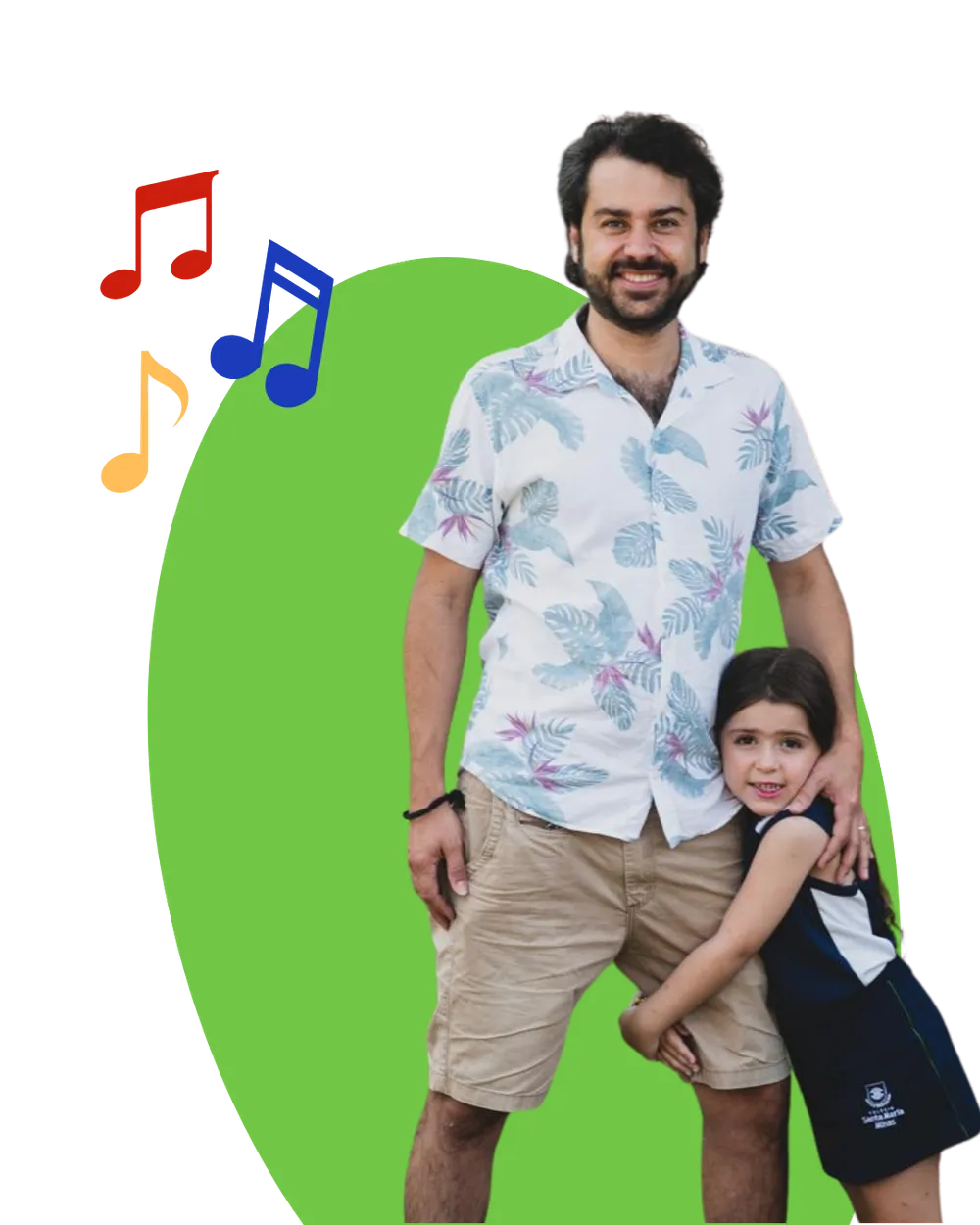 Bruno Grossi, voz do Tião Camaleão, com sua filha