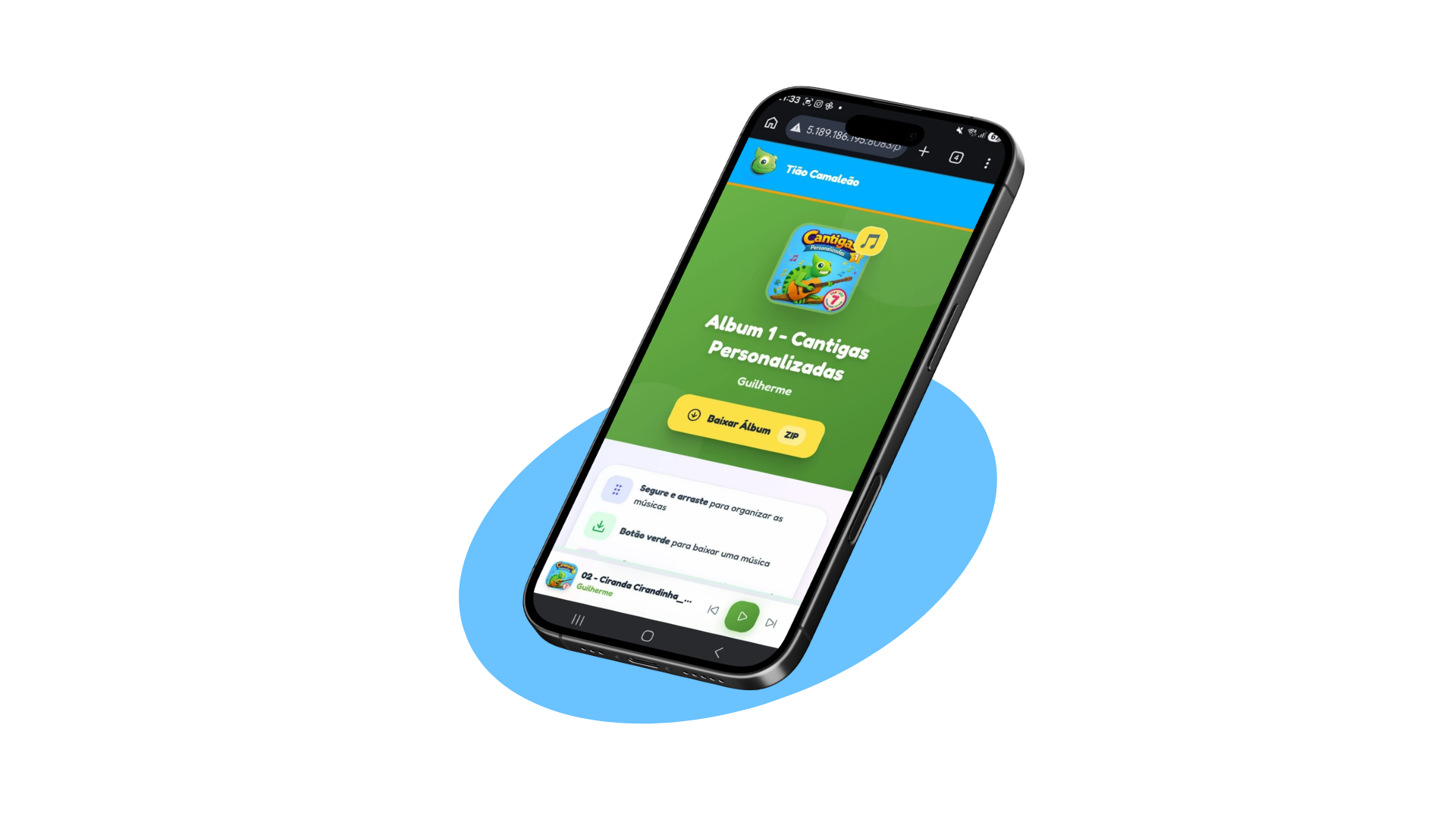 App Tião Camaleão no celular